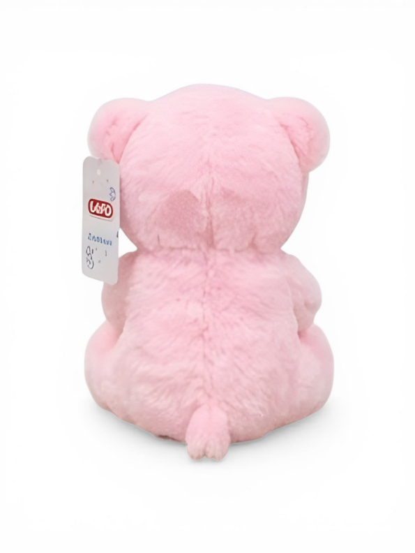 21cm Plush Teddy Bear with Heart – 'Love' Embroidered Soft Toy Light Pink ST16166.