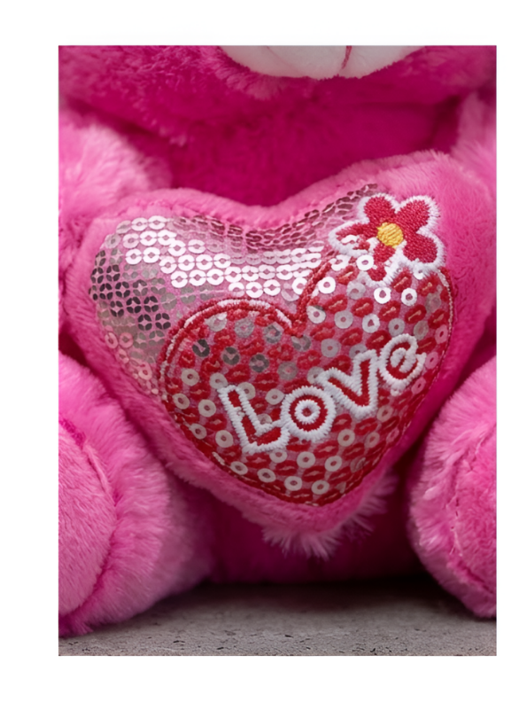 21cm Plush Teddy Bear with Heart – 'Love' Embroidered Soft Toy Pink ST16166.