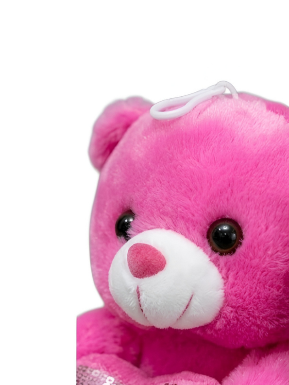 21cm Plush Teddy Bear with Heart – 'Love' Embroidered Soft Toy Pink ST16166.