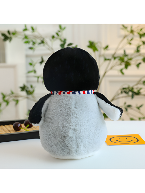 23cm Penguin Plush Stuffed Animal with Striped Scarf – Soft Kawaii Winter Penguin Toy Orange ST15886.