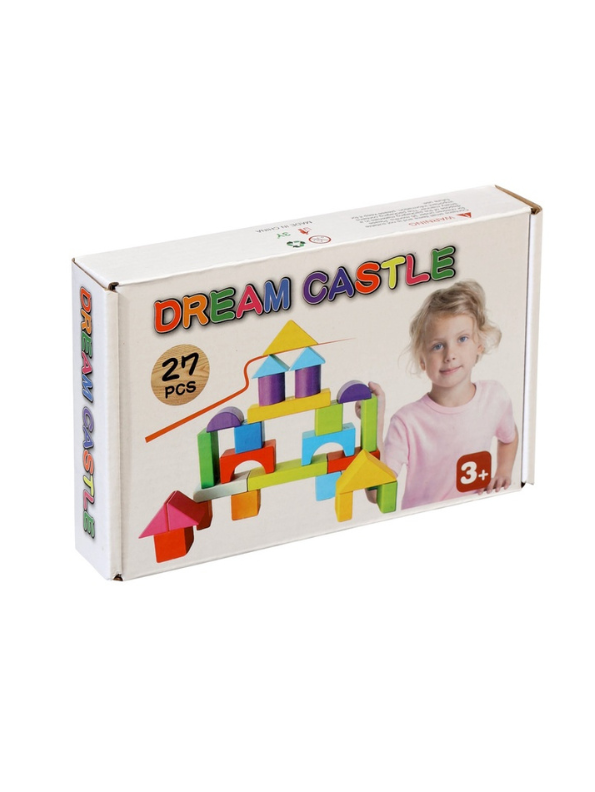 27-Piece Wooden Building Blocks Set – Colorful Geometric Shape Stacking Toy, Montessori Educational Learning Blocks TV7062.
