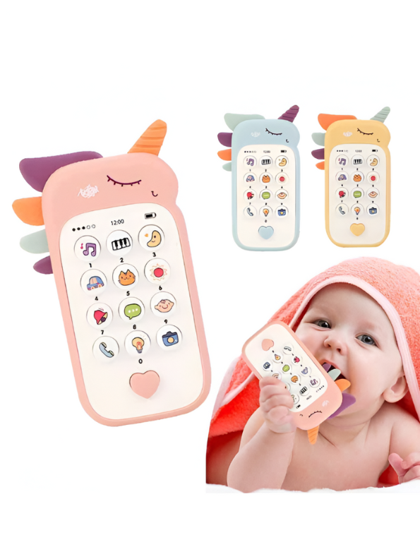 3-Pack Baby Musical Smartphone Toys | Silicone Unicorn Teether & Learning Cell Phone with Lights & Sounds LMI15007.
