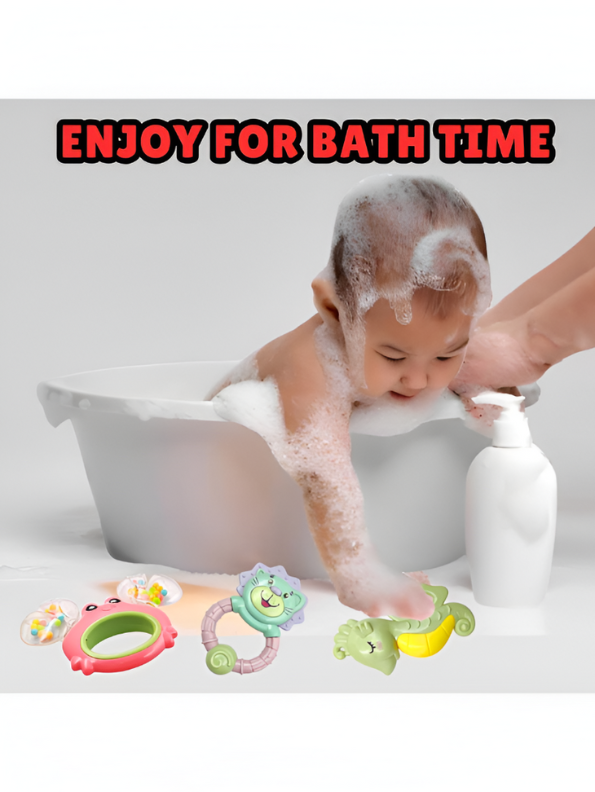 3-Piece Baby Rattle & Teether Toy Set – Lion, Seahorse & Crab Shakers for Infants, BPA-Free Sensory Toys NX12677.