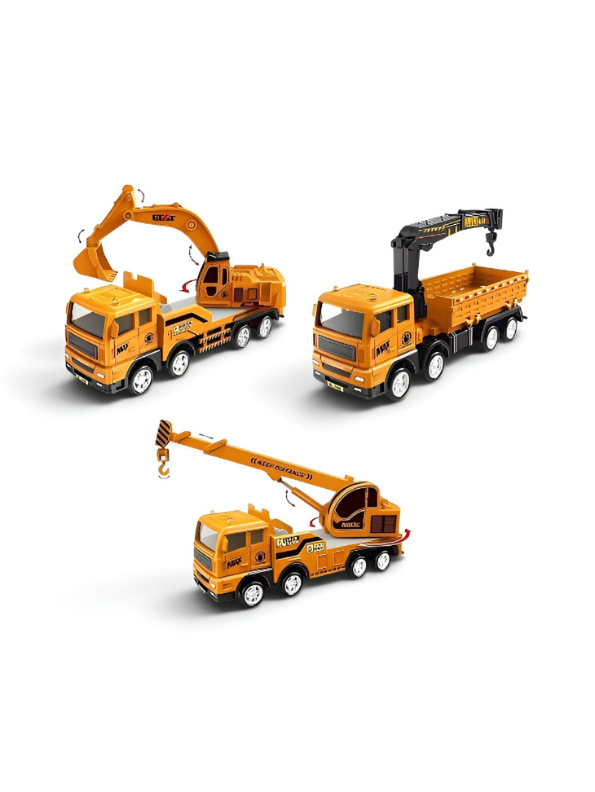 3-Piece Construction Truck Toy Set – Interactive Friction-Powered Vehicles for Toddlers and Kids TV1680