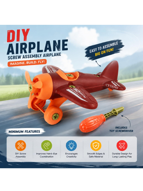 3-Piece DIY Assembly Vehicle Set – Take-Apart Bike, Airplane & Helicopter with Toy Tool LMI14896
