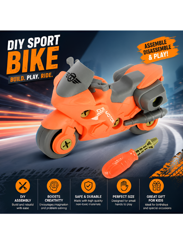 3-Piece DIY Assembly Vehicle Set – Take-Apart Bike, Airplane & Helicopter with Toy Tool LMI14896