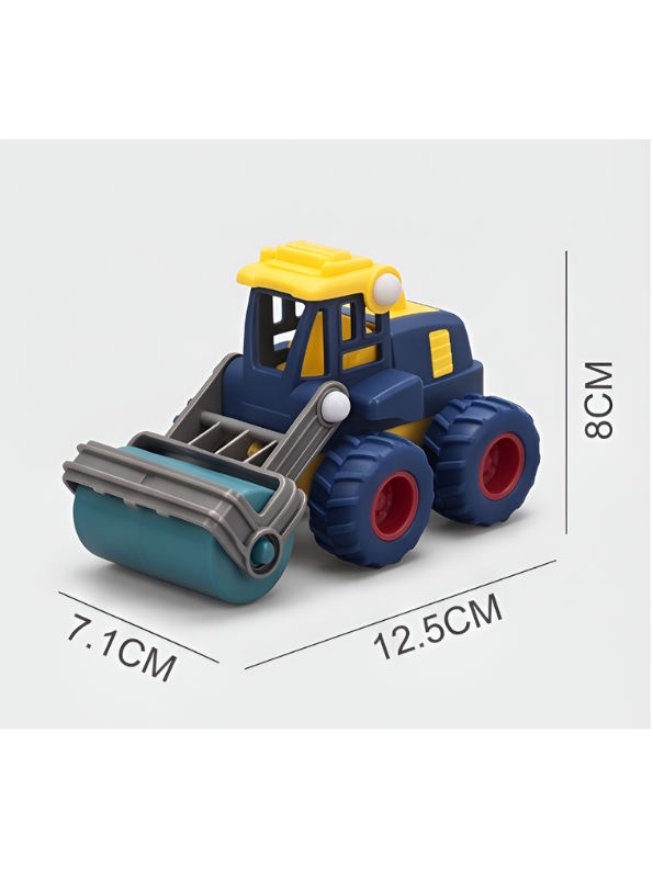 3-Piece Friction Powered Construction Toy Truck Set for Toddlers – Includes Toy Steam Roller, Bulldozer, and Excavator – Push and Go Sandpit Engineering Vehicles for Kids Aged 3+ TV4363