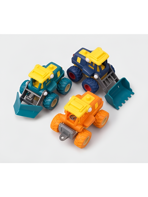 3-Piece Friction Powered Construction Toy Truck Set for Toddlers – Includes Toy Steam Roller, Bulldozer, and Excavator – Push and Go Sandpit Engineering Vehicles for Kids Aged 3+ TV4363