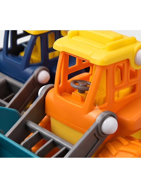 3-Piece Friction Powered Construction Toy Truck Set for Toddlers – Includes Toy Steam Roller, Bulldozer, and Excavator – Push and Go Sandpit Engineering Vehicles for Kids Aged 3+ TV4363