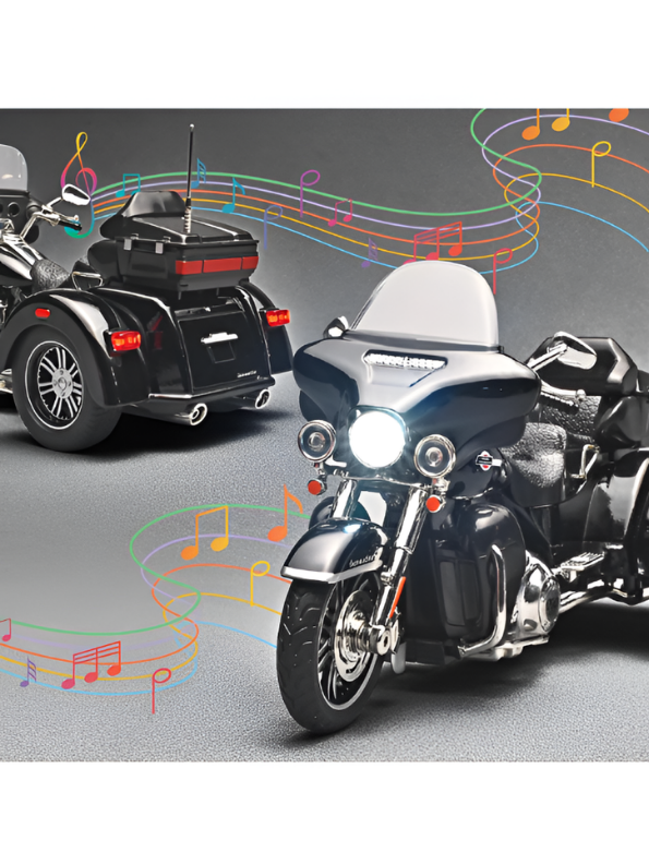 3-Wheel Cruise Trike Motorcycle Diecast Bike Black MD7.