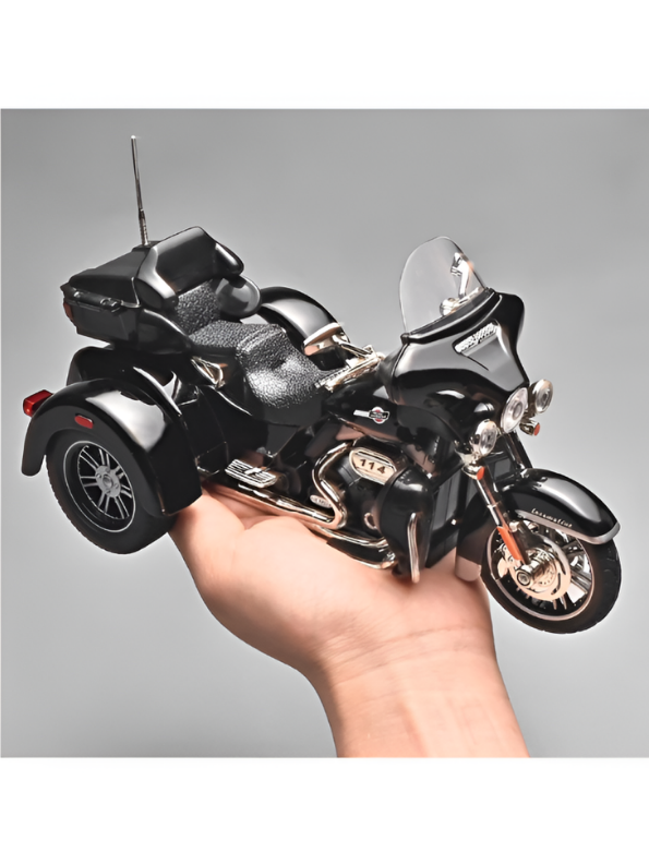3-Wheel Cruise Trike Motorcycle Diecast Bike Black MD7.
