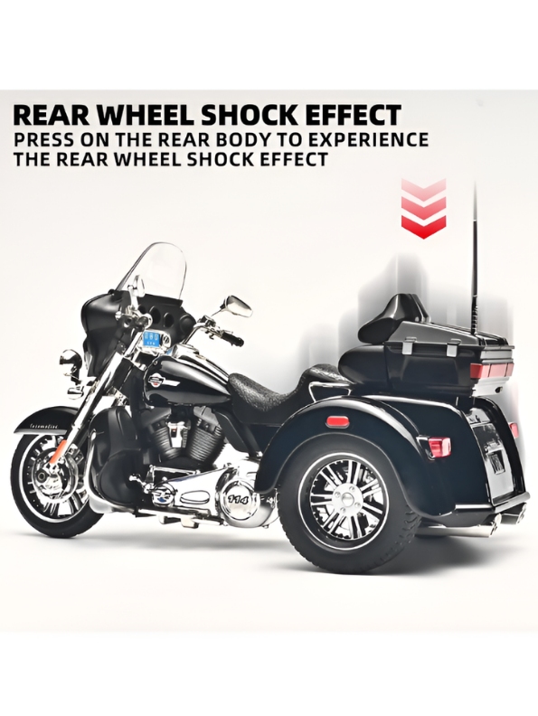 3-Wheel Cruise Trike Motorcycle Diecast Bike Black MD7.