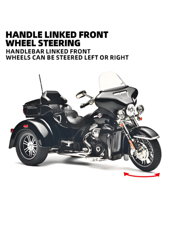 3-Wheel Cruise Trike Motorcycle Diecast Bike Black MD7.
