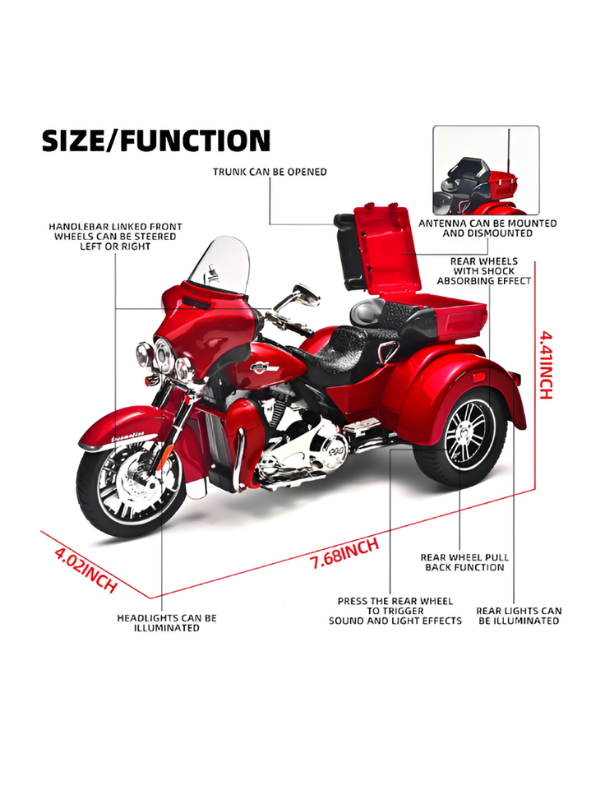 3-Wheel Cruise Trike Motorcycle Diecast Bike MD7.