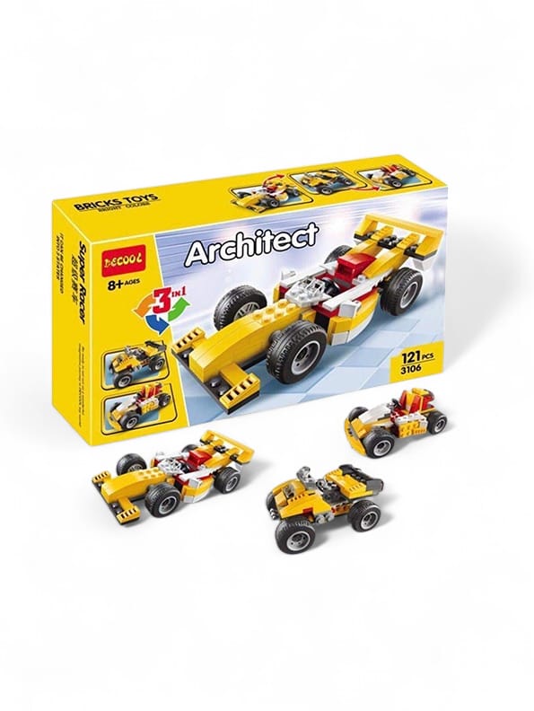 3-in-1 Architect Series Super Racer Building Block Toy Set for Kids - (MD-N-24)