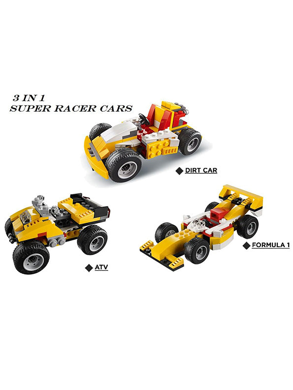 3-in-1 Architect Series Super Racer Building Block Toy Set for Kids - (MD-N-24)