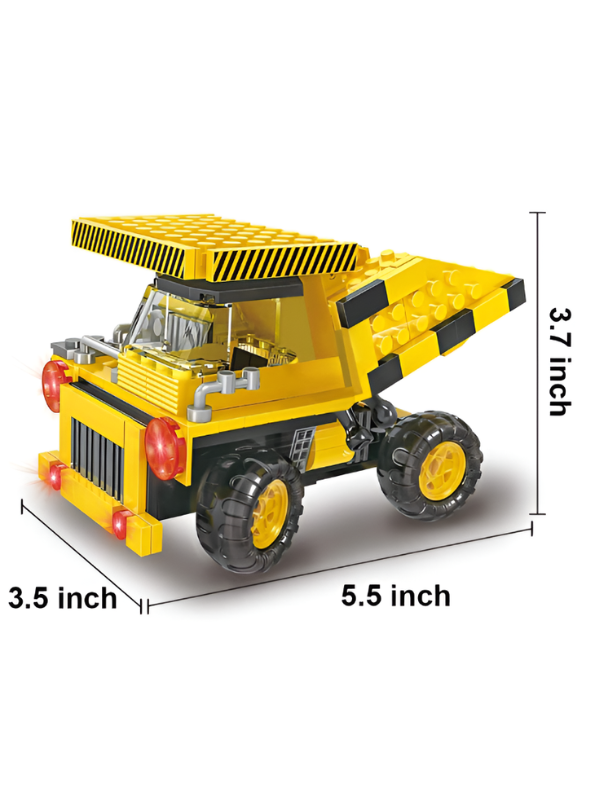 3-in-1 Construction Building Blocks Toy Set (220 Pieces) – Creative Engineering Play Set with Bulldozer, Dump Truck, and Crane Toys for Kids Ages 6+ TV7150