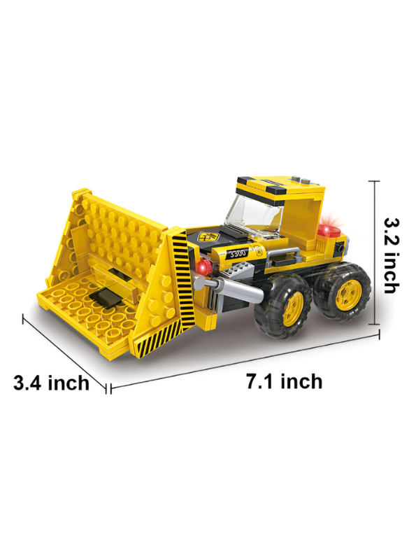 3-in-1 Construction Building Blocks Toy Set (220 Pieces) – Creative Engineering Play Set with Bulldozer, Dump Truck, and Crane Toys for Kids Ages 6+ TV7150