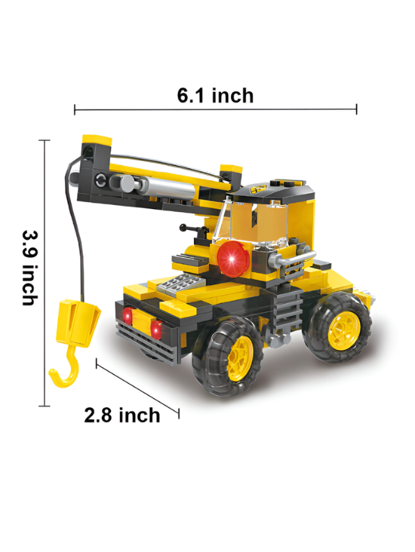 3-in-1 Construction Building Blocks Toy Set (220 Pieces) – Creative Engineering Play Set with Bulldozer, Dump Truck, and Crane Toys for Kids Ages 6+ TV7150