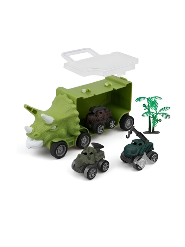 3-in-1 Dinosaur & Shark Transport Truck Toy Set with Mini Monster Trucks and Figures LMI16531.