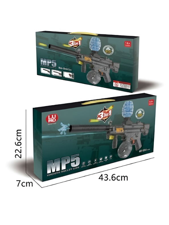 MP5 3-in-1 Gel Splatter & Soft Foam Dart Launcher Toy Set with Suppressor Attachment & Water Mist Feature | LMI16867