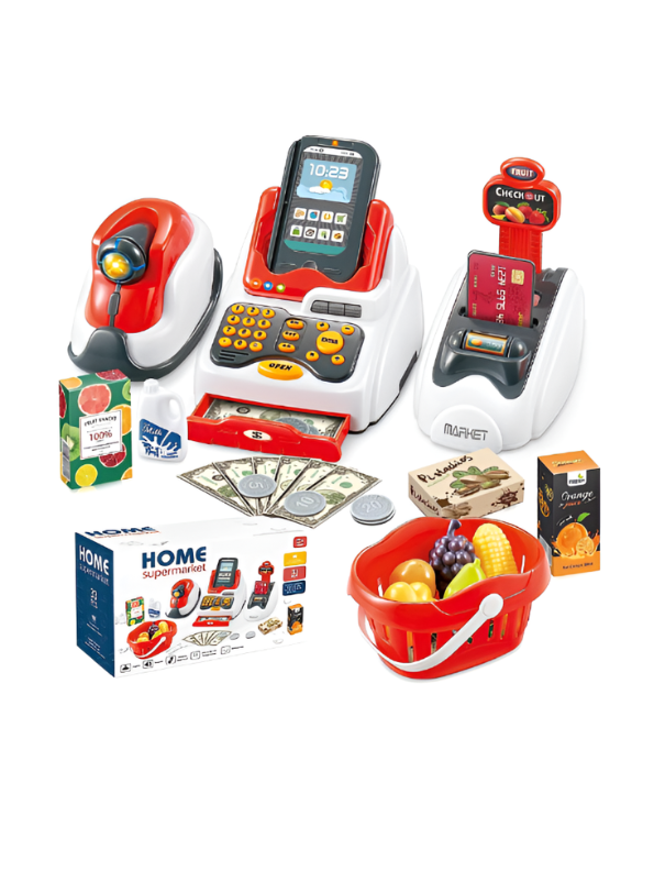 3-in-1 Kids Cash Register Toy with Scanner, Calculator & Shopping Basket TV1540.