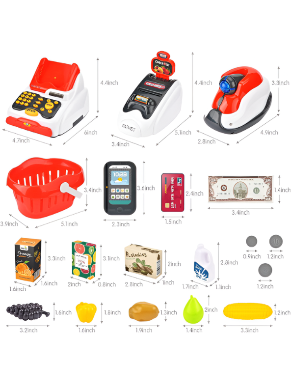 3-in-1 Kids Cash Register Toy with Scanner, Calculator & Shopping Basket TV1540.