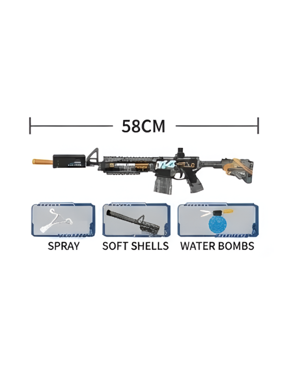 3-in-1 M4 Gel Blaster Toy Gun, Electric Water Bead Blaster with Water Spray LMI16881.