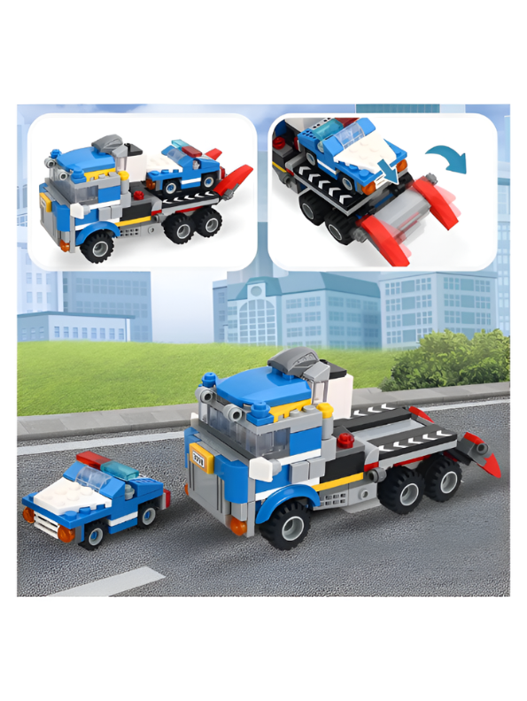 3-in-1 Police Force Building Block Set – Educational Construction Toy with Police Truck, Helicopter, and Patrol Car for Kids TV6558