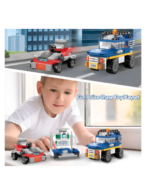 3-in-1 Police Force Building Block Set – Educational Construction Toy with Police Truck, Helicopter, and Patrol Car for Kids TV6558