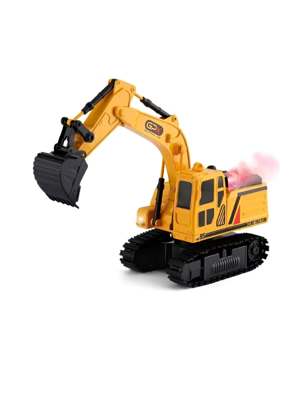 3-in-1 RC Excavator Toy Truck – Remote Control Construction Vehicle with Alloy Bucket, Grabber & Drill, 360° Rotation TV5477.