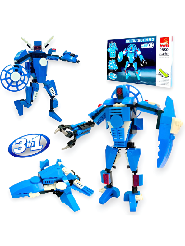 3-in-1 Transforming Robot Mecha Action Figure & Plane Building Block Toy Kit | 150 Pcs STEM Construction Set TV4833