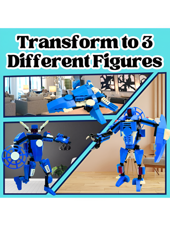 3-in-1 Transforming Robot Mecha Action Figure & Plane Building Block Toy Kit | 150 Pcs STEM Construction Set TV4833