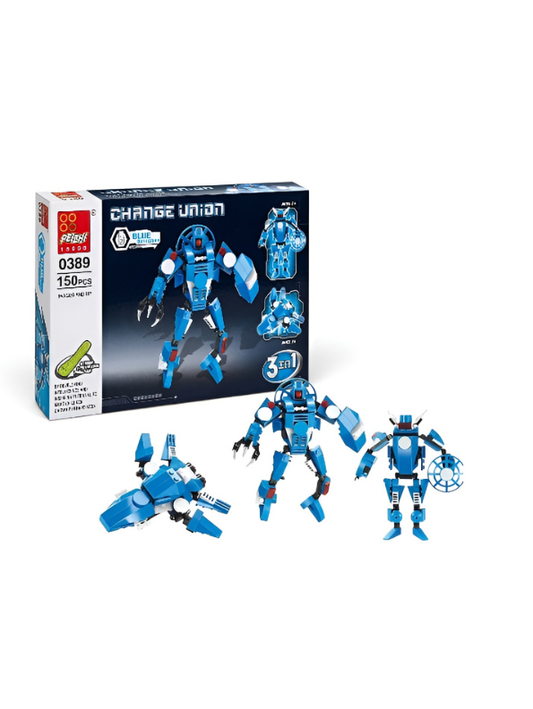 3-in-1 Transforming Robot Mecha Action Figure & Plane Building Block Toy Kit | 150 Pcs STEM Construction Set TV4833