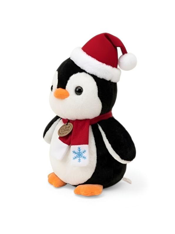 30cm Christmas Penguin Plush Toy with Santa Hat & Snowflake Scarf ST16022.