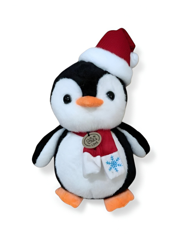 30cm Christmas Penguin Plush Toy with Santa Hat & Snowflake Scarf ST16022.