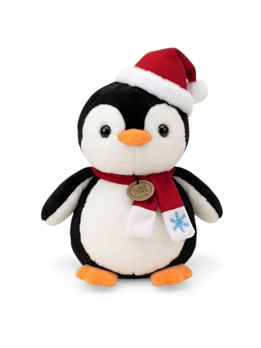 30cm Christmas Penguin Plush Toy with Santa Hat & Snowflake Scarf ST16022.