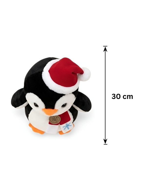 30cm Christmas Penguin Plush Toy with Santa Hat & Snowflake Scarf ST16022.