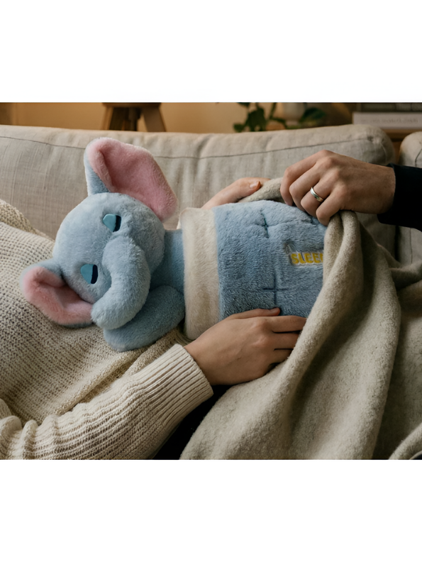 30cm Sleeping Elephant Plush Toy with Quilted Blanket ST15294.