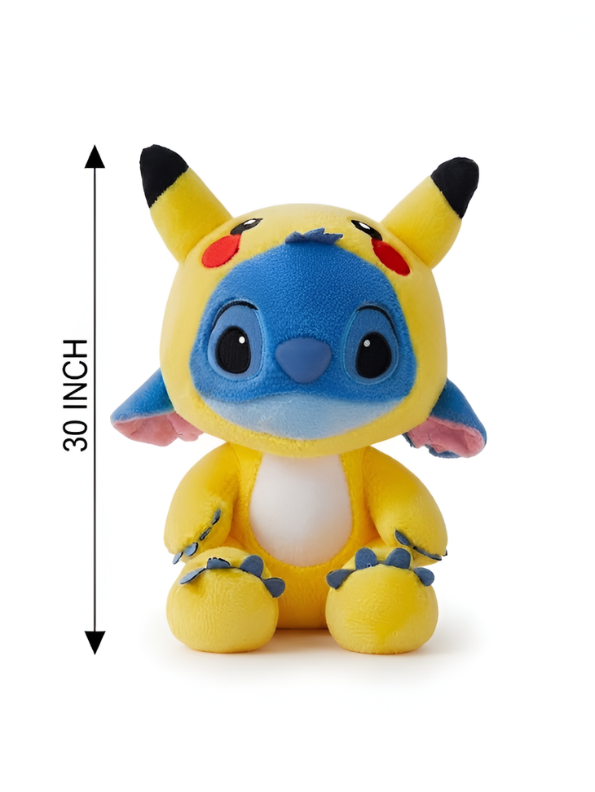 30cm Stitch in Pikachu Onesie Plush Toy – Soft Crossover Anime Stuffed Animal for Kids & Collectors ST15562