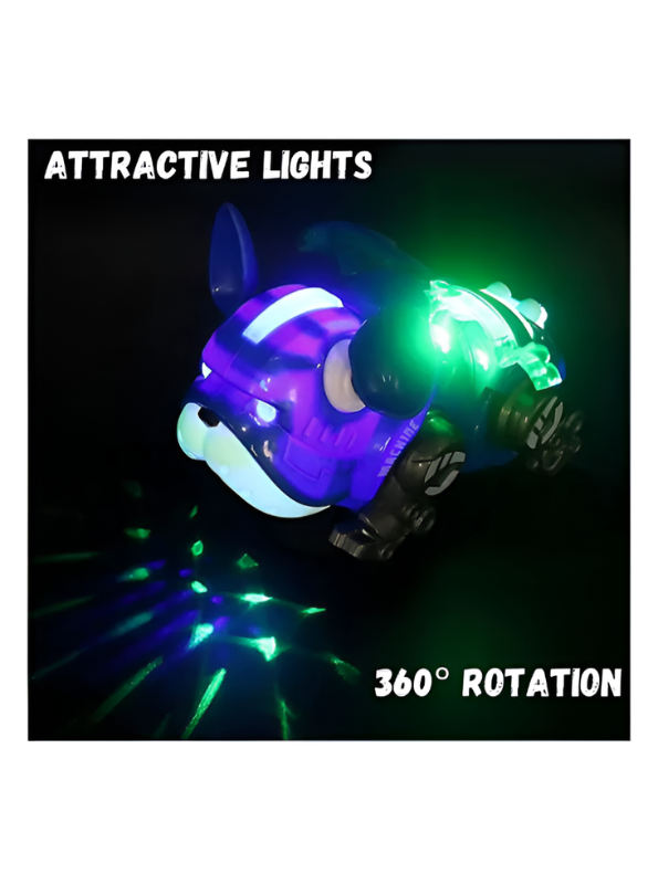 360° Rotating Robot Bulldog Toy with LED Lights & Music | Interactive Electronic Pet Orange LMI10999.