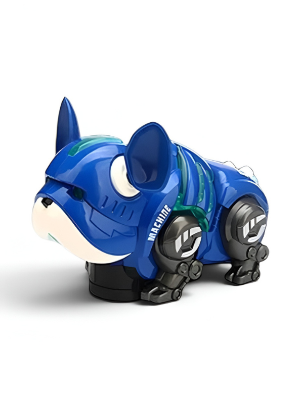 360° Rotating Robot Bulldog Toy with LED Lights & Music | Interactive Electronic Pet Blue LMI10999.
