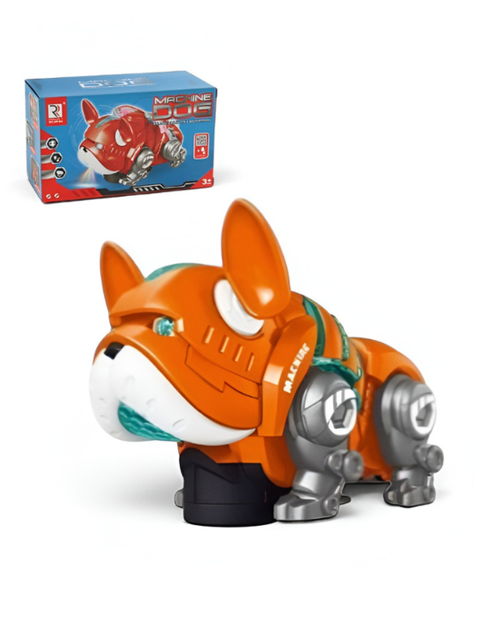 360° Rotating Robot Bulldog Toy with LED Lights & Music | Interactive Electronic Pet Orange LMI10999.