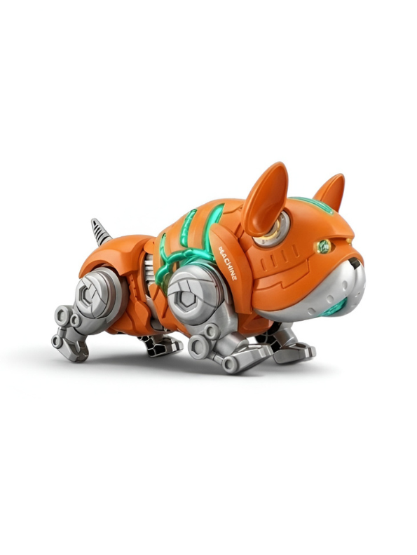 360° Rotating Robot Bulldog Toy with LED Lights & Music | Interactive Electronic Pet Orange LMI10999.