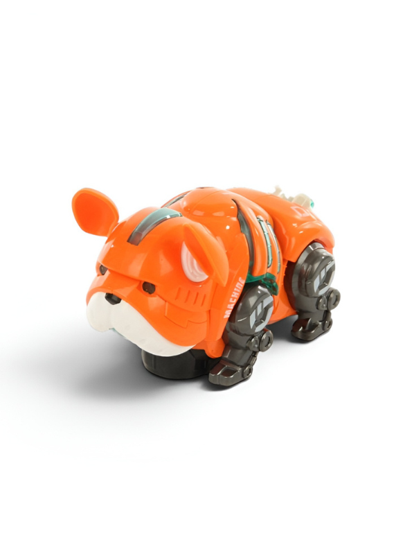 360° Rotating Robot Bulldog Toy with LED Lights & Music | Interactive Electronic Pet Orange LMI10999.