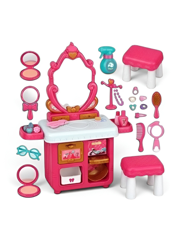 38-Piece Kids Pretend Play Princess Makeup Vanity Table Set with Stool TV7130