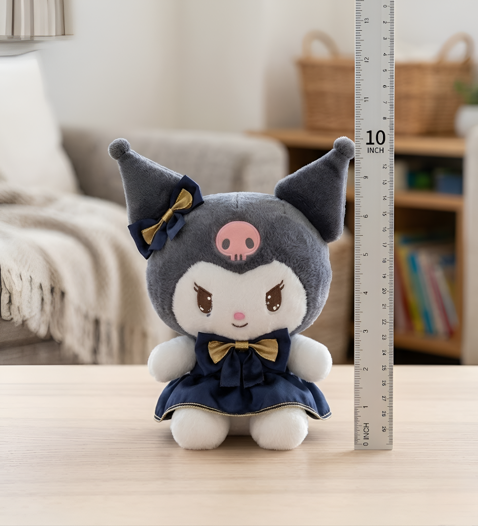 Sanrio Kuromi 10-Inch Plush Toy – Elegant Navy Blue & Gold Dress Edition – Soft Collectible Stuffed Animal for Kids ST16644
