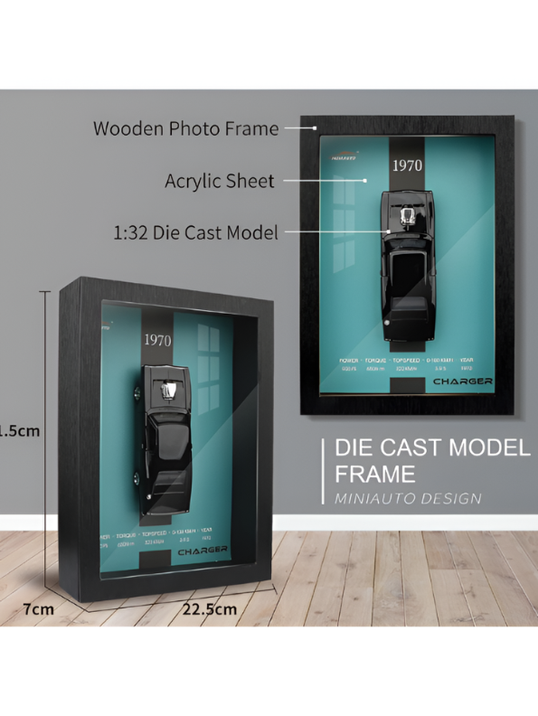 3D Framed 1970 Dodge Charger Diecast Model 1:32 Scale in Premium Frame LMI16717.