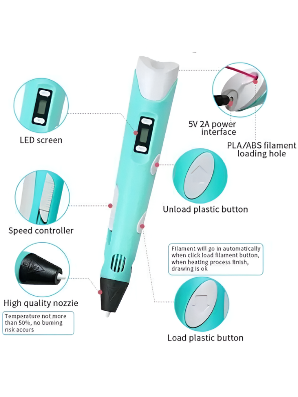 3D PEN-2 Intelligent 3D Printing Pen for Arts, Crafts & 3D Modeling TV7106