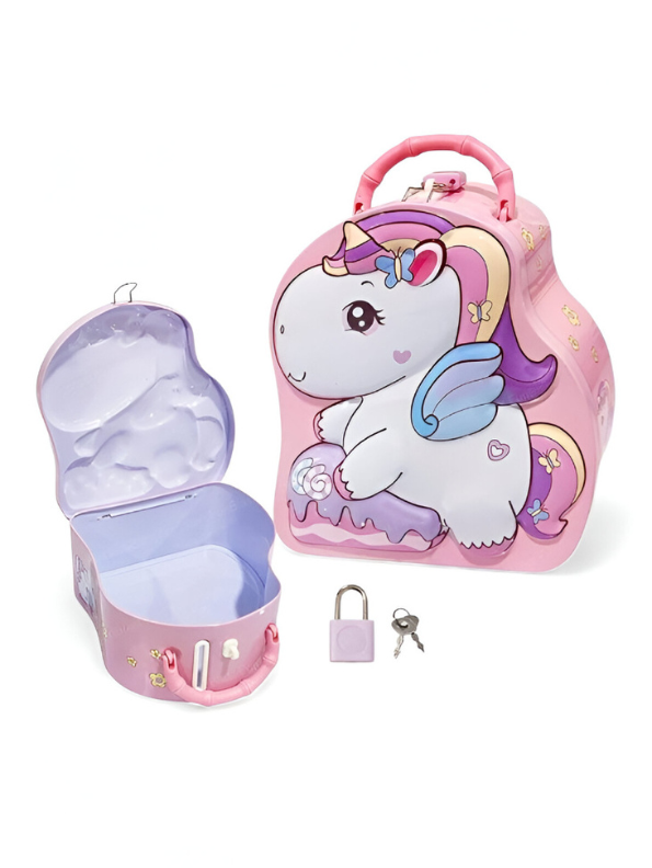 3D Unicorn Piggy Bank – Metal Money Box with Lock & Key, Secure Savings Bank NOVGBT-8212.